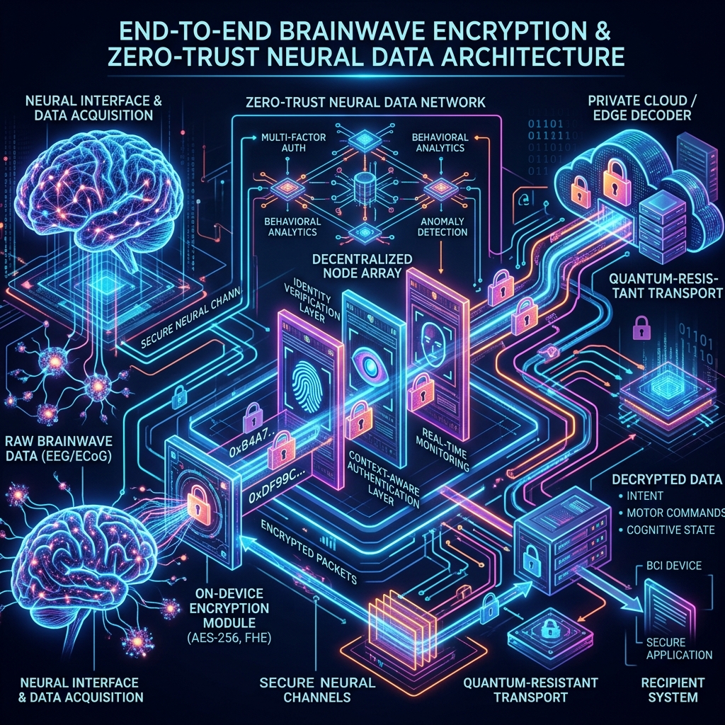 Zero-Trust Neural Data Architecture and End-to-End Cryptography
